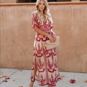 Vici Glamour Embroidered Lace Maxi Dress